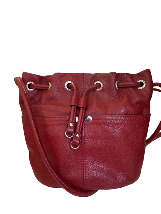 Tignanello Handbags - Tignanello Red Pebbled Leather Bucket Bag / Drawstring Crossbody